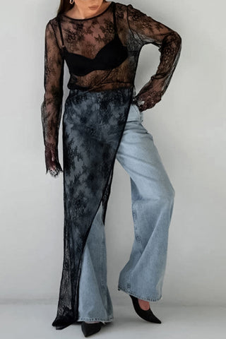Lace Overlay Casual Dress