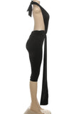 Elegant Tie-Front Halter Jumpsuit