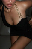 Chain-Accent Halter Skirt Set