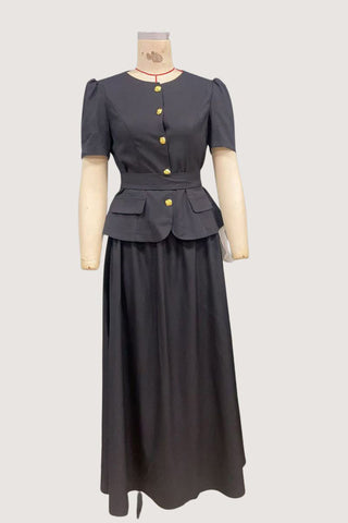 Elegant Button-Up Skirt Set