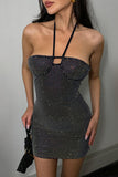 Sparkling Halter Mini Dress