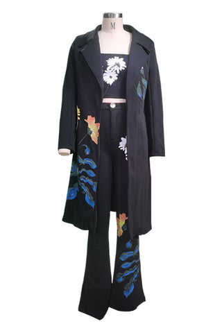Floral Trench Bandeau & Pants 3-Piece Set