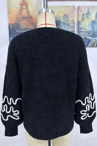 Stylish Floral Sleeve Sweater