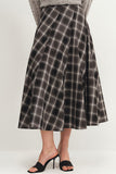 Elegant Check Midi Skirt