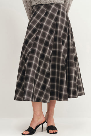 Elegant Check Midi Skirt