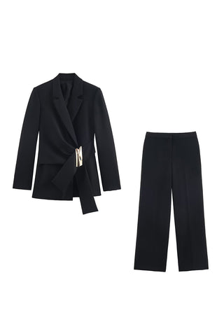 Elegant Belted Blazer Set
