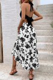 Halter Neck Floral Midi Dress