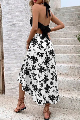 Halter Neck Floral Midi Dress