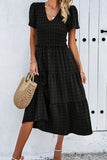V-Neck Tiered Midi Dress