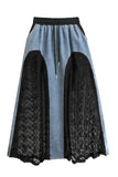 Lace A-Line Denim Skirt