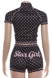 Zip-Front Polka Dot Short Set