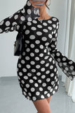 Polka Dot Open-Back Casual Dress