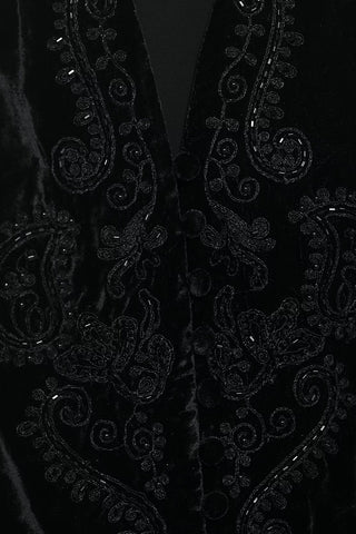 Boho Velvet Vest with Floral Detail