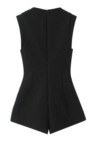 Button-Front Sleeveless Romper
