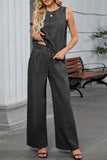 Chic Sleeveless Denim Top and Pants Set