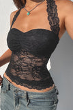 Lace Halter Neck Tank Top