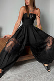 Lace Detail Casual Wide-Leg Pants