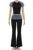 Animal Print Detail Pants Set