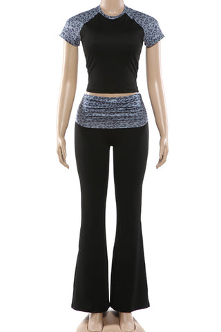 Animal Print Detail Pants Set