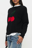 Playful Cherry Print Sweater