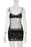 Lace Overlay Sheer Casual Dress