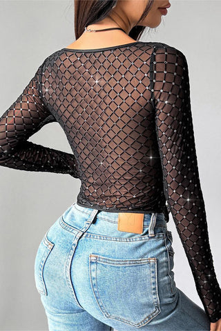 Lace-Up Mesh Top