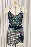 Crochet Sequin Mesh Cover-Up Set