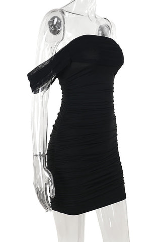 Off-Shoulder Ruched Casual Dress