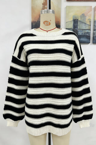 Striped Knit Pullover Sweater