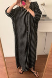 Striped Button-Down Casual Dress