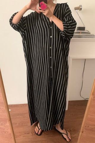 Striped Button-Down Casual Dress