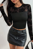 Floral Mesh Long Sleeve T-Shirt