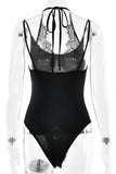 Lace-Trim Bodysuit with Spaghetti Straps