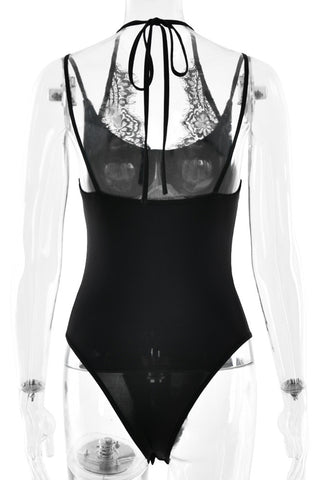Lace-Trim Bodysuit with Spaghetti Straps
