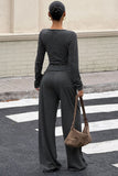 Striped Button-Front Pants Set
