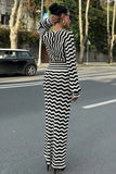 Chevron Striped Casual Dress