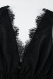 Plunge Neck Lace Maxi Dress