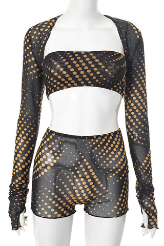 Polka Dot Short Set with Long Sleeves