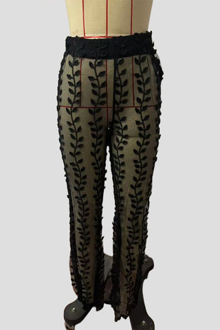 Elegant Sheer-Leg Patterned Pants