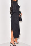 Twist Front Long Sleeve Maxi Dress
