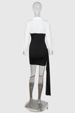 Elegant Contrast Mini Dress