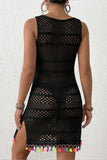 Tassel-Trim Crochet Beach Dress