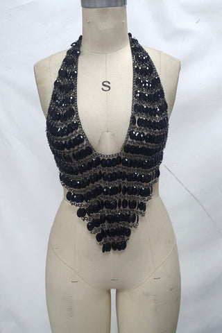 Sequined Halter Tank Top