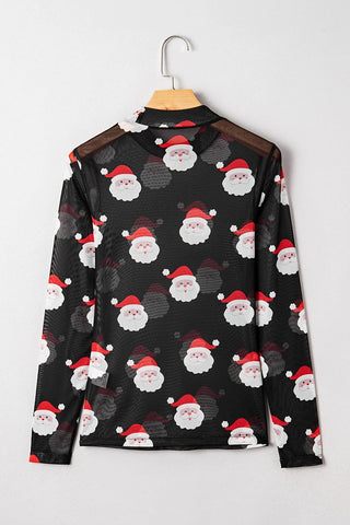 Christmas Print Slim Fit Long Sleeve Top