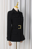 Buttoned Blazer with Waist Belt
