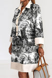 Printed Button-Front Casual Dress