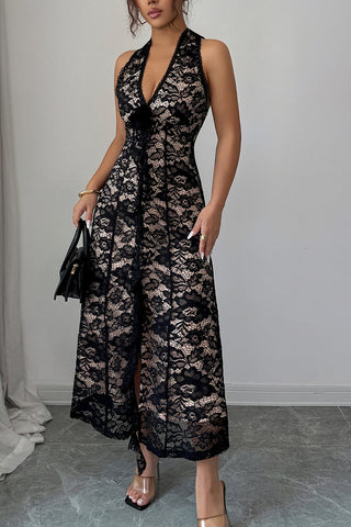 Halter Lace Maxi Dress