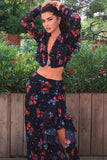 Floral Sheer Skirt Set with Ruffle Details