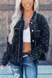 Studded Button-Front Corduroy Jacket