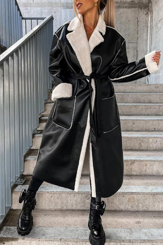 Belted Faux Shearling-Lined Coat